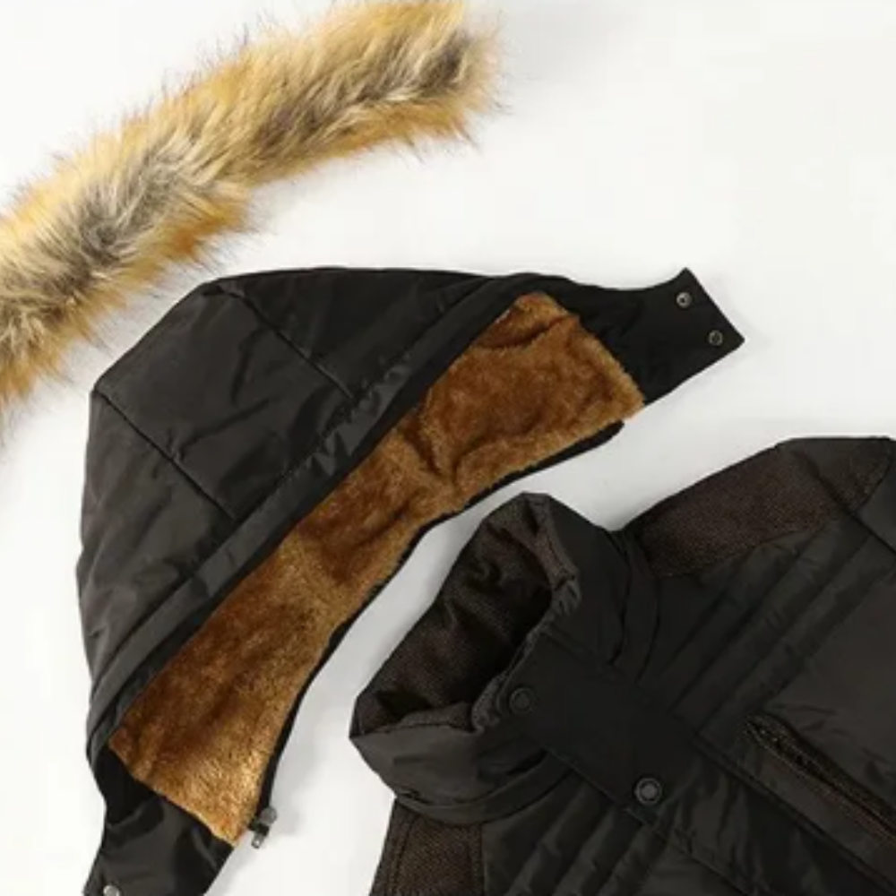 Elegants polsterēts fleeces ziemas mētelis