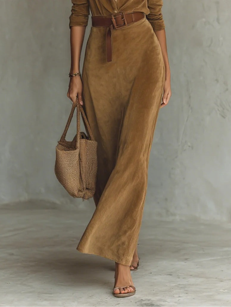 Célianne - Šiks Suede Maxi Kleita