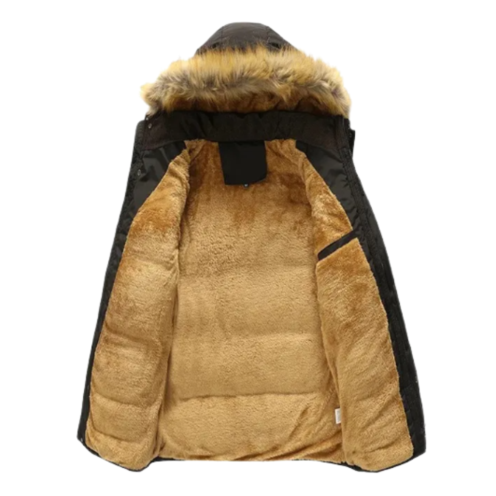Elegants polsterēts fleeces ziemas mētelis