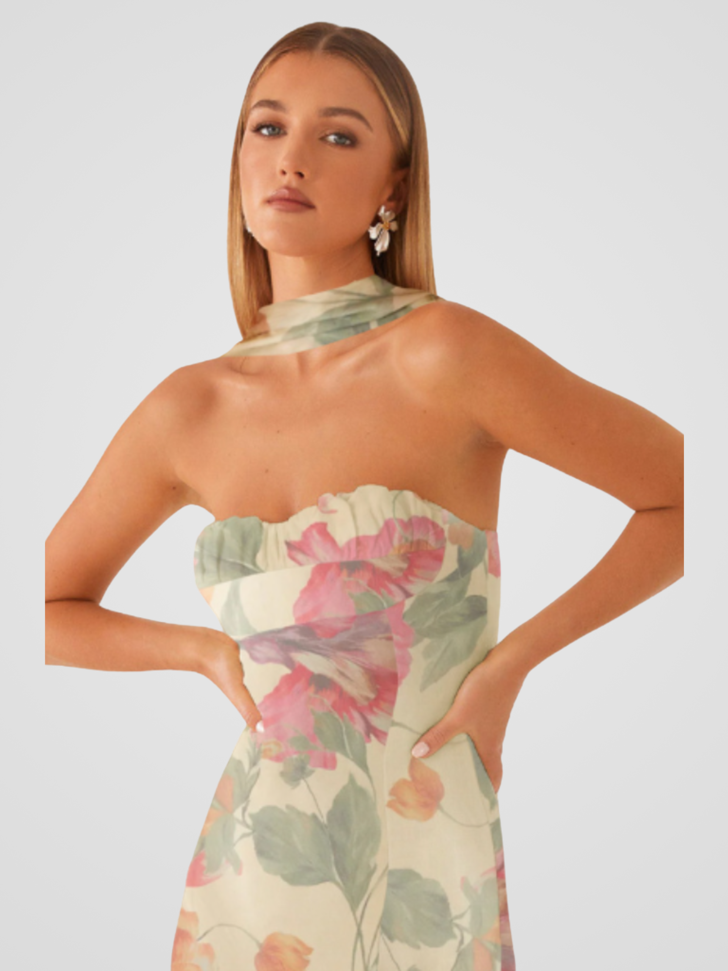 Aperti™ | Ziedu Šifona Bandeau Kleita