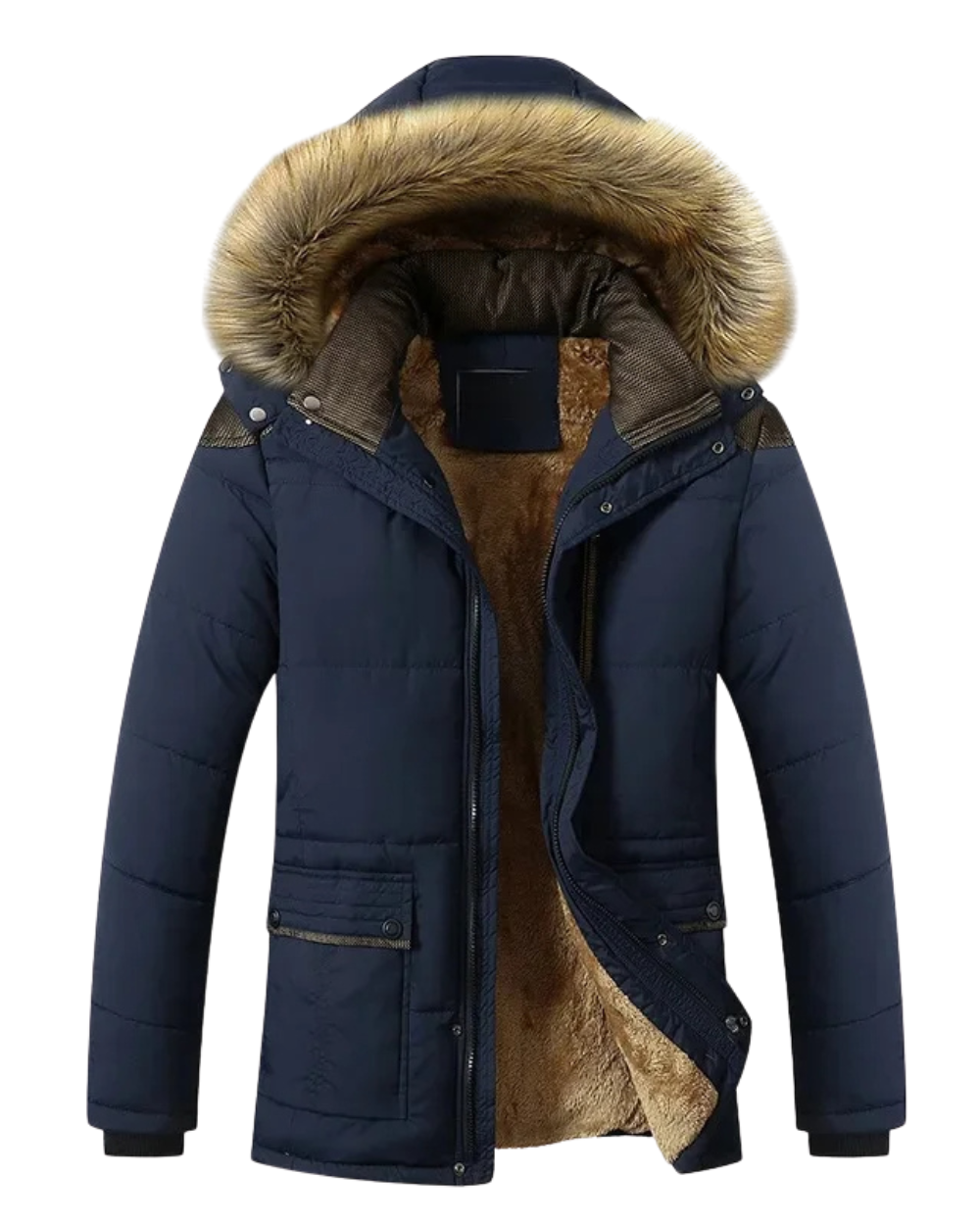 Elegants polsterēts fleeces ziemas mētelis