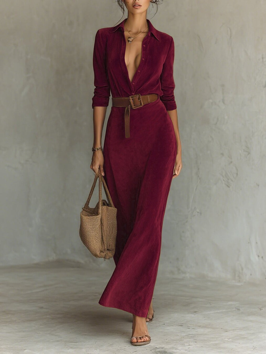 Célianne - Šiks Suede Maxi Kleita