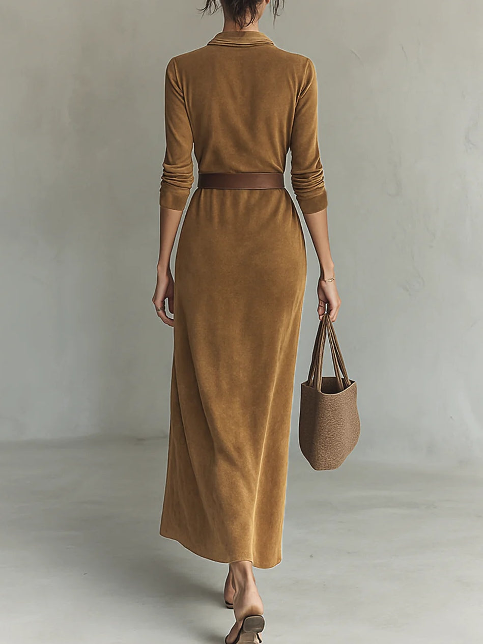 Célianne - Šiks Suede Maxi Kleita