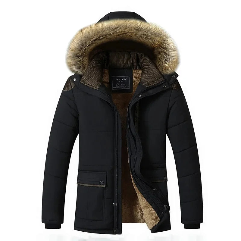 Elegants polsterēts fleeces ziemas mētelis